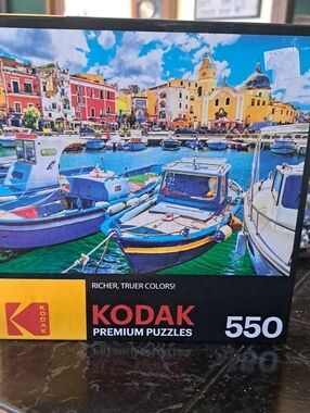 Kodak Puzzle — Blue, Yellow, Green Harbor Boats